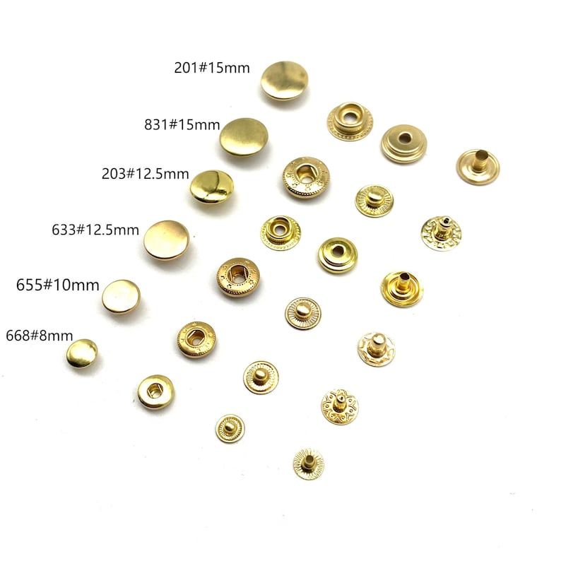 Brass Snap Button Leather Craft Fastener Closure 8/10/12.5/15mm image 1