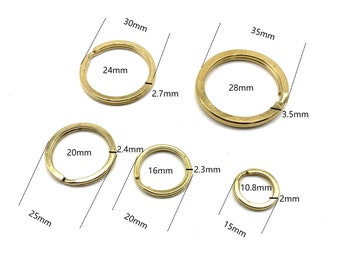 Copper Key Rings Split Ring Brass Connectors Flat Shape Keyring Size 15/20/25/30/35mm