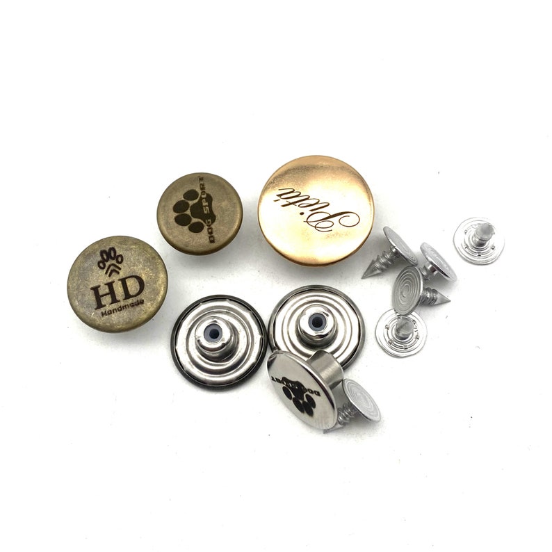 15/17/20mm Jeans Button Pin Customized Logo/Text Denim Button Replacement Personalised Brand Clothing Buttons image 8