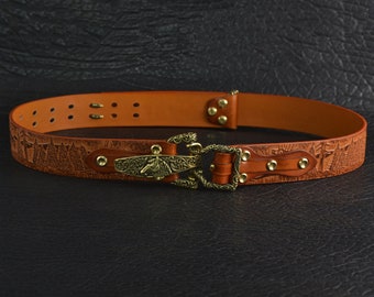 Handmade Pattern Leather Strap Littleton Cavalry Leather Belt Mens Outfit Accessories