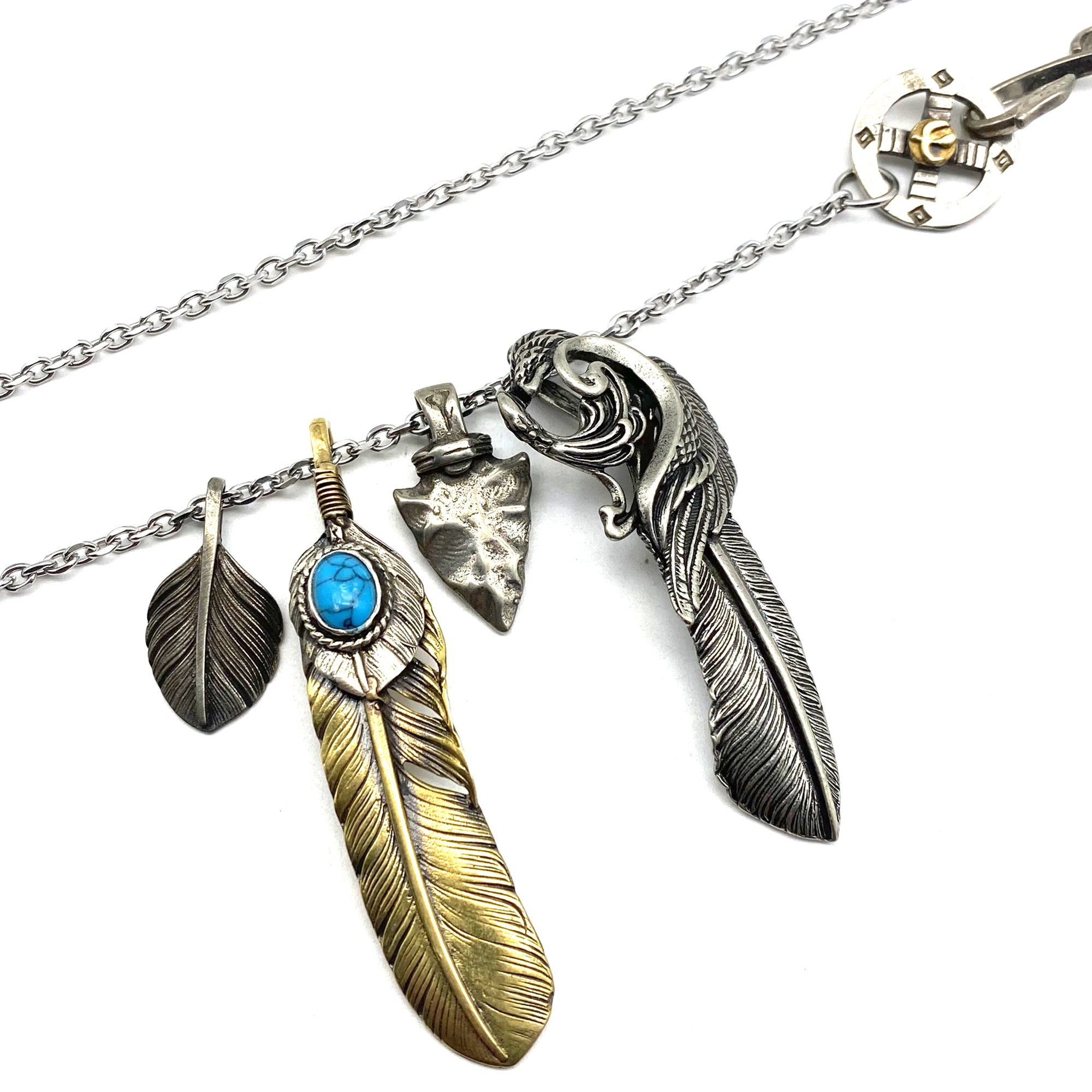 Goros Silver Feather Charm DIY Necklace Japan Fashion Necklaces