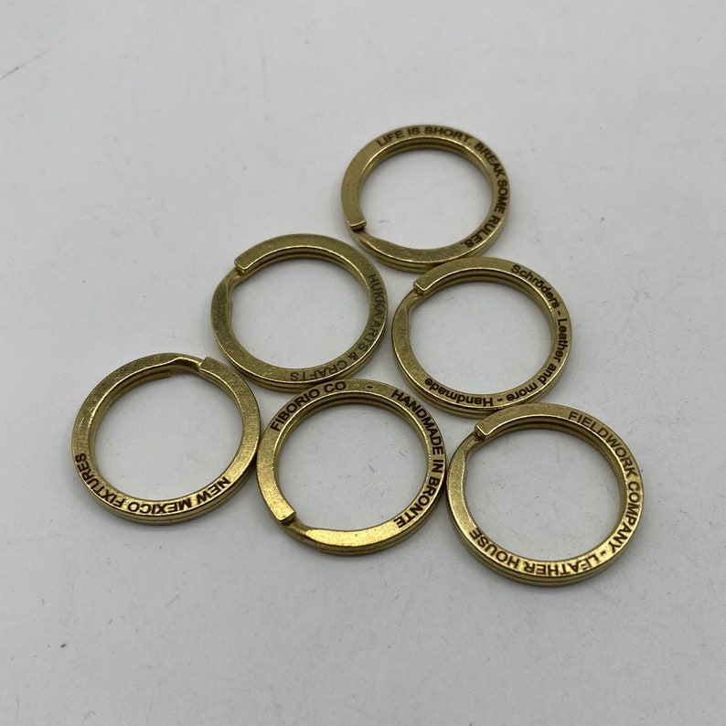 30mm Premium Brass Keyring Customized Engraving Key Ring Personalised Text Logo,Leather Keychain Rings,Leather Craft Hardwares image 6