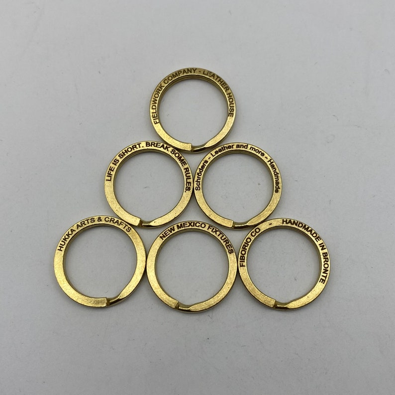 30mm Premium Brass Keyring Customized Engraving Key Ring Personalised Text Logo,Leather Keychain Rings,Leather Craft Hardwares image 1