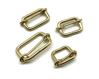 Longes rectangulaires en laiton avec boucle à glissière, boucle de réglage de la laisse