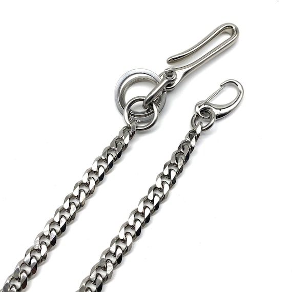 Silver Wallet Chain Leather Belt Key Holder Keychain Stainless