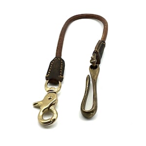 Leather Wallet Chain Brass Fish Hook+Snap Clasp