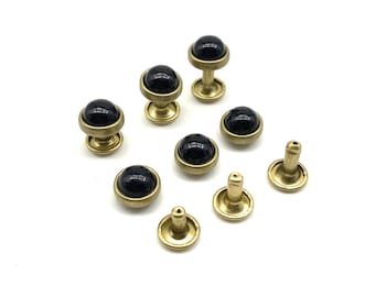 Leather Snap Button Brass Bbsidian Rivets 6/8/10mm Rapid Button Rivets For Leather Crafting