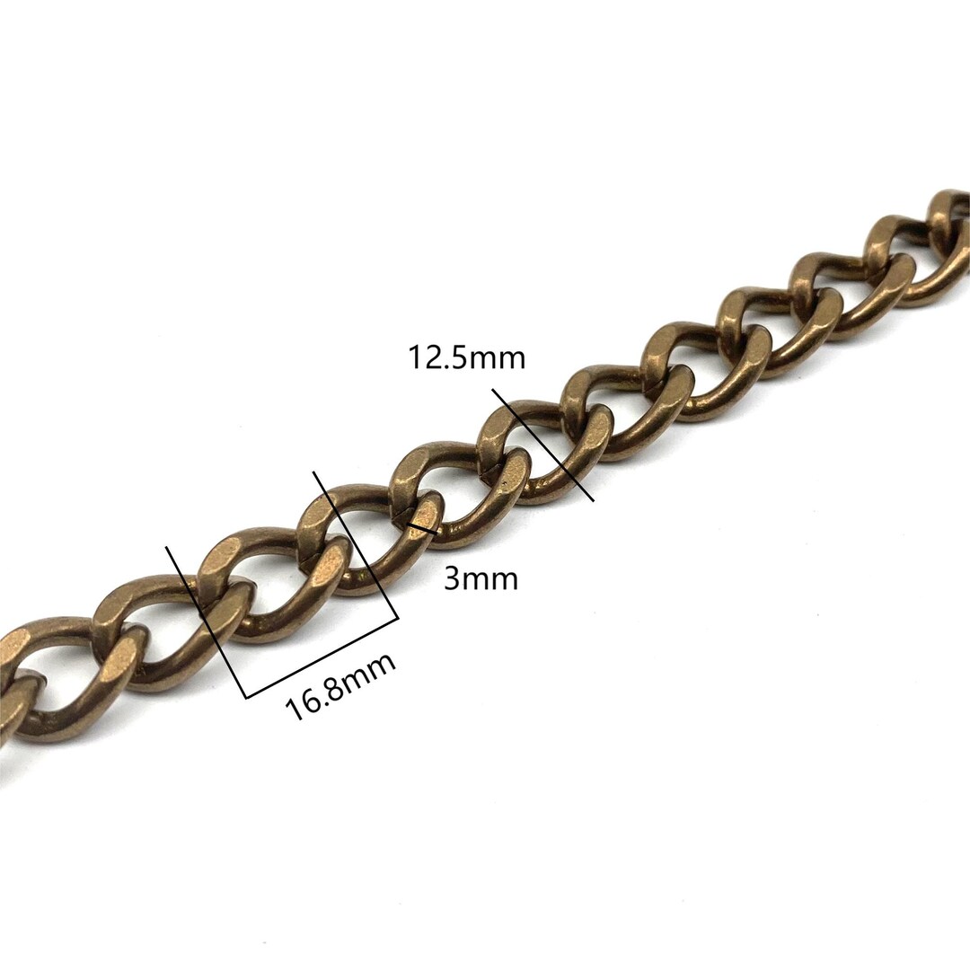 Solid Brass Curb Chain 16.8x12.5x3mm Flat Slide Chain - Etsy