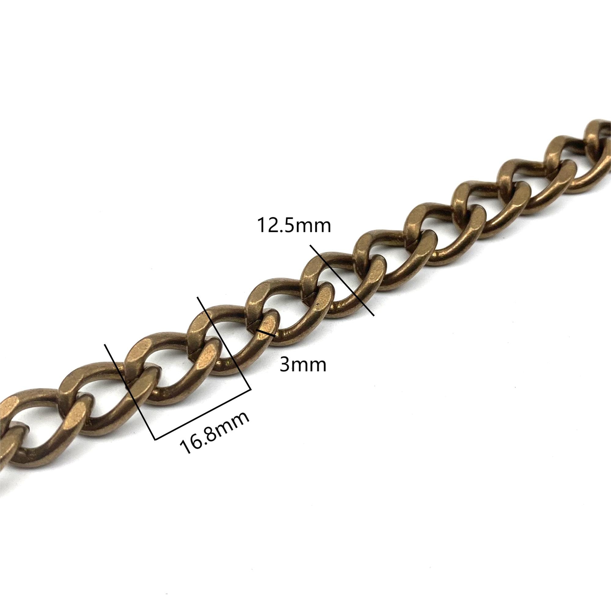 Solid Brass Curb Chain 16.8x12.5x3mm Flat Slide Chain - Etsy