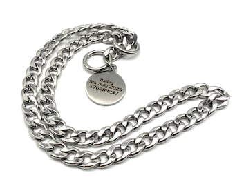 Stainless Choke Chain Collar with Customized Name Tag,Pets Tag Necklace