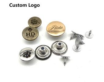 15/17/20mm Jeans Button Pin Customized Logo/Text Denim Button Replacement Personalised Brand Clothing Buttons