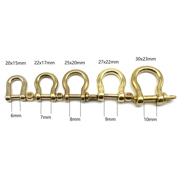 Solid Brass Anchor Bow Shackle Leather Craft Fitting Hardwares 6/7/8/9/10mm