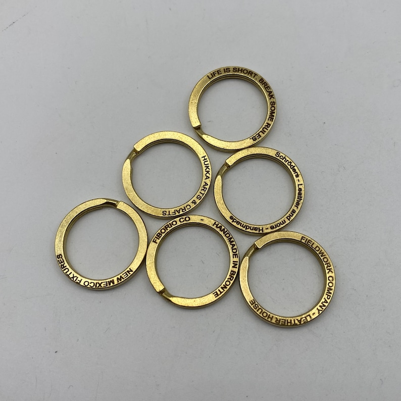 30mm Premium Brass Keyring Customized Engraving Key Ring Personalised Text Logo,Leather Keychain Rings,Leather Craft Hardwares image 7