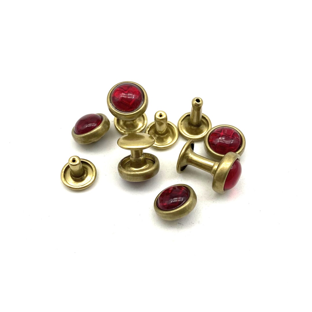 Leather Snap Button Brass Red Garnet Rivets 6/8/10mm Rapid Button ...