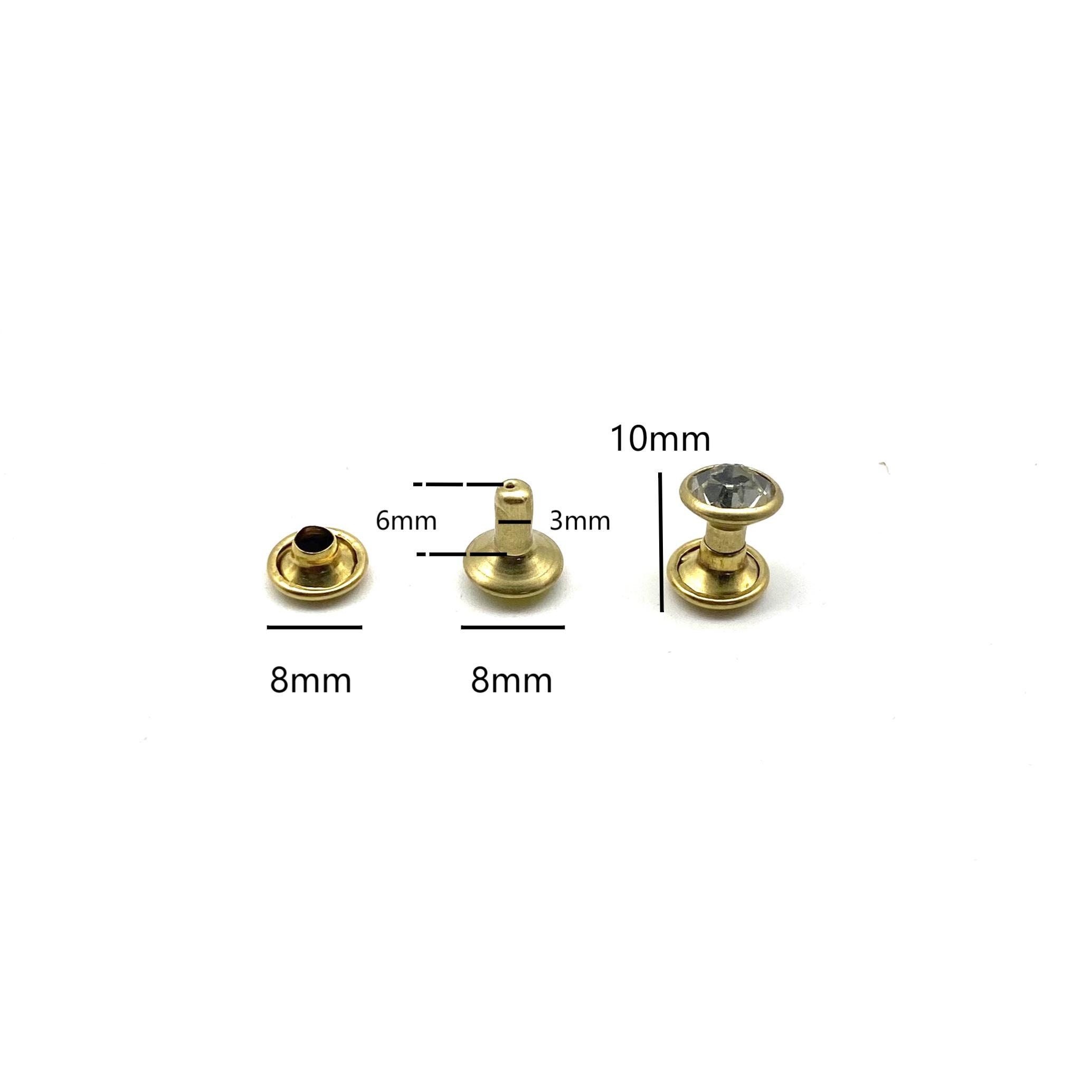 8x6mm Crystal Rhinestone Rivet Snap Rapid Rivets Leather Repair