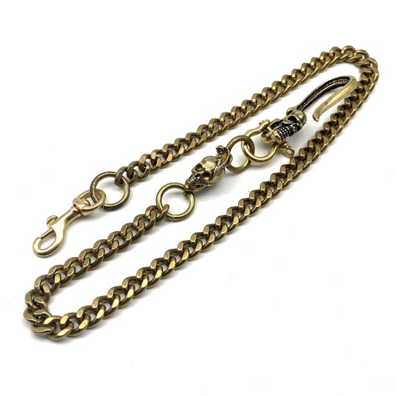 Handmade Skull Hook Brass Wallet Chain,men's Belt Holder Keychain