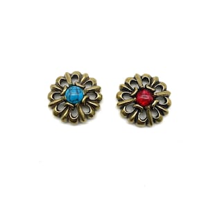 Flower Concho Turquoise Concho Button Screw Back For Leather Craft Mounting