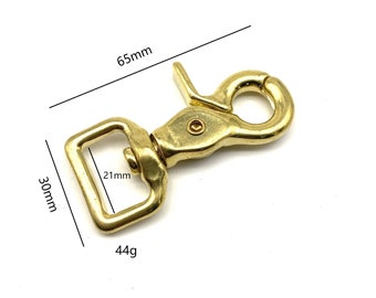 Solid Brass Snap Clasp Clip For Leahter Crafting,Bag Leash Clip,Leather Strap Clasp,Swivel Hook with Loop
