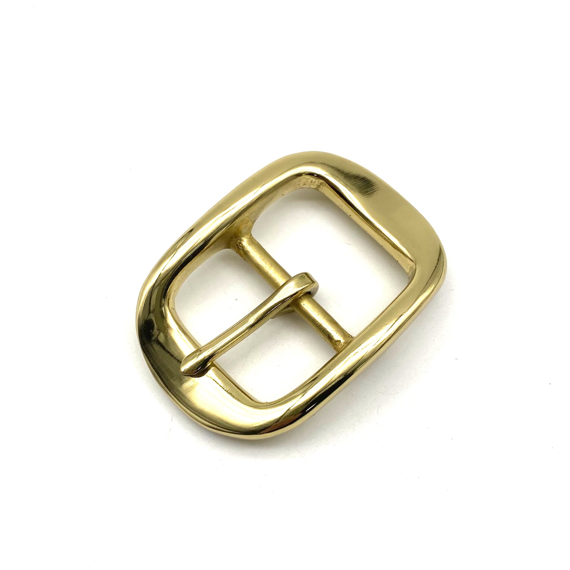 33mm Brass Belt Buckle Women Man Gold Mirrored Buckle Glass 