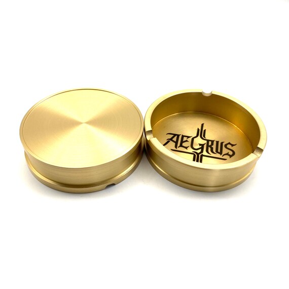 Custom Logo Brass Ashtray for Cafe Bar,club, 145g Heavy Brass