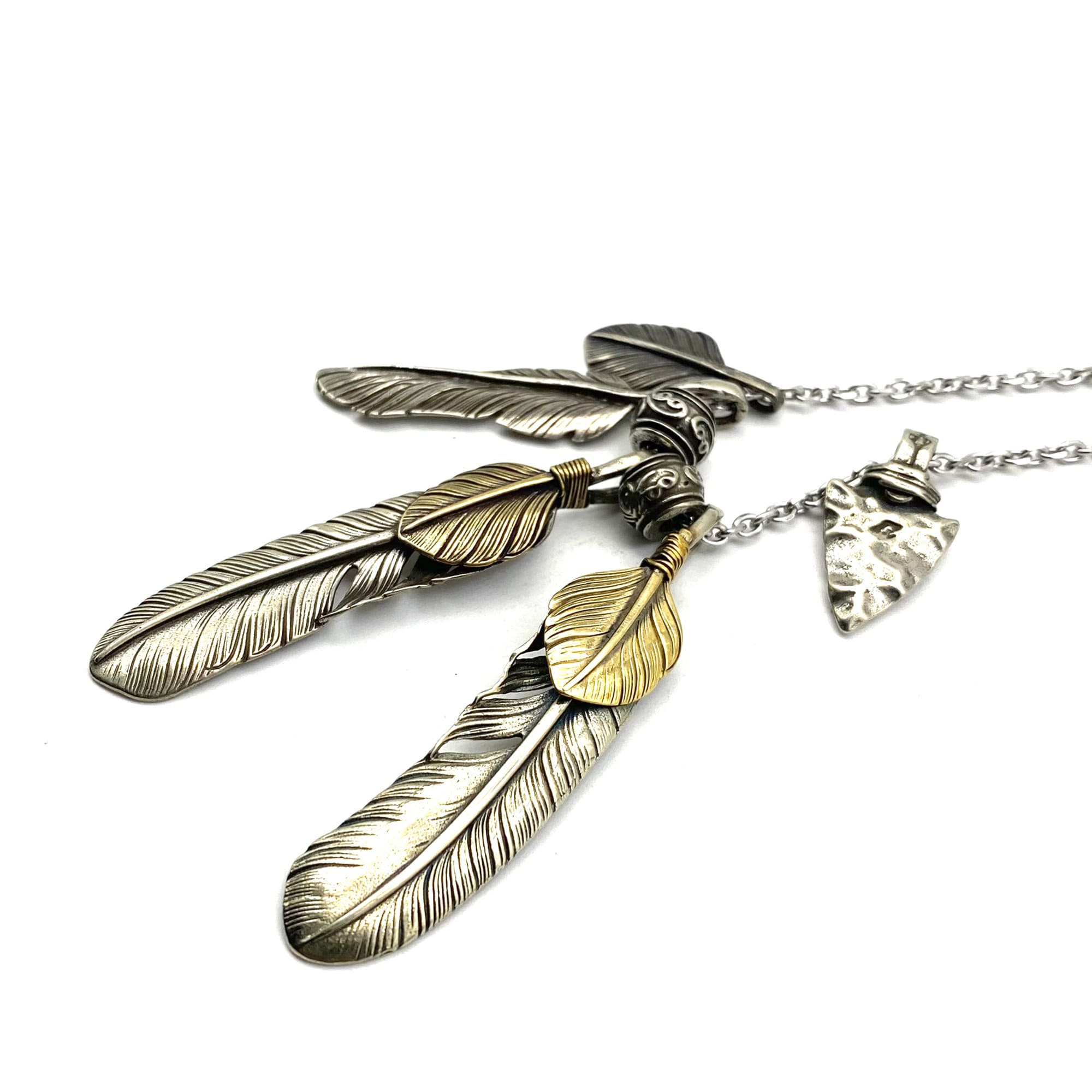Goros Silver Feather Charm DIY Necklace Japan Fashion Necklaces