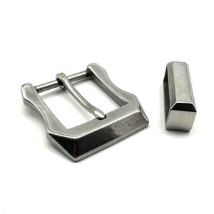 1 1/2'' ステンレスバックル＆ベルトループセット レザーベルトファスナー金具