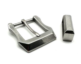Fibbia Cintura Reversibile In Una Mossa: Metallo Grigio Perla, Per Cinghie 33-34mm