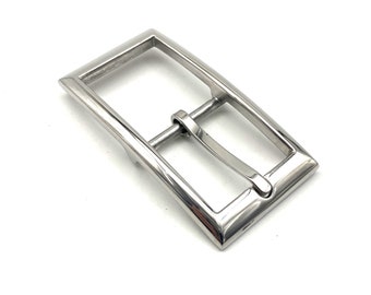 Women Silver Buckle Long Shape Stainless Glass Finish Belt Fastener For Slim Leather Belts 30mm Buckles