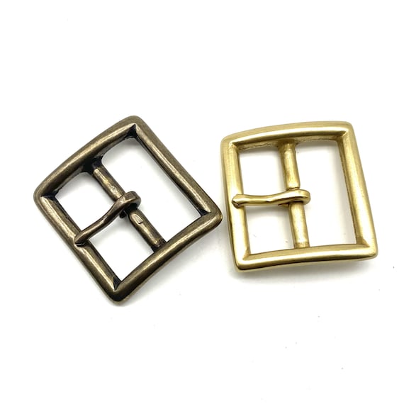 Brass Center Pin Buckle Soldiers Style Leather Belt Buckle Etsy Canada