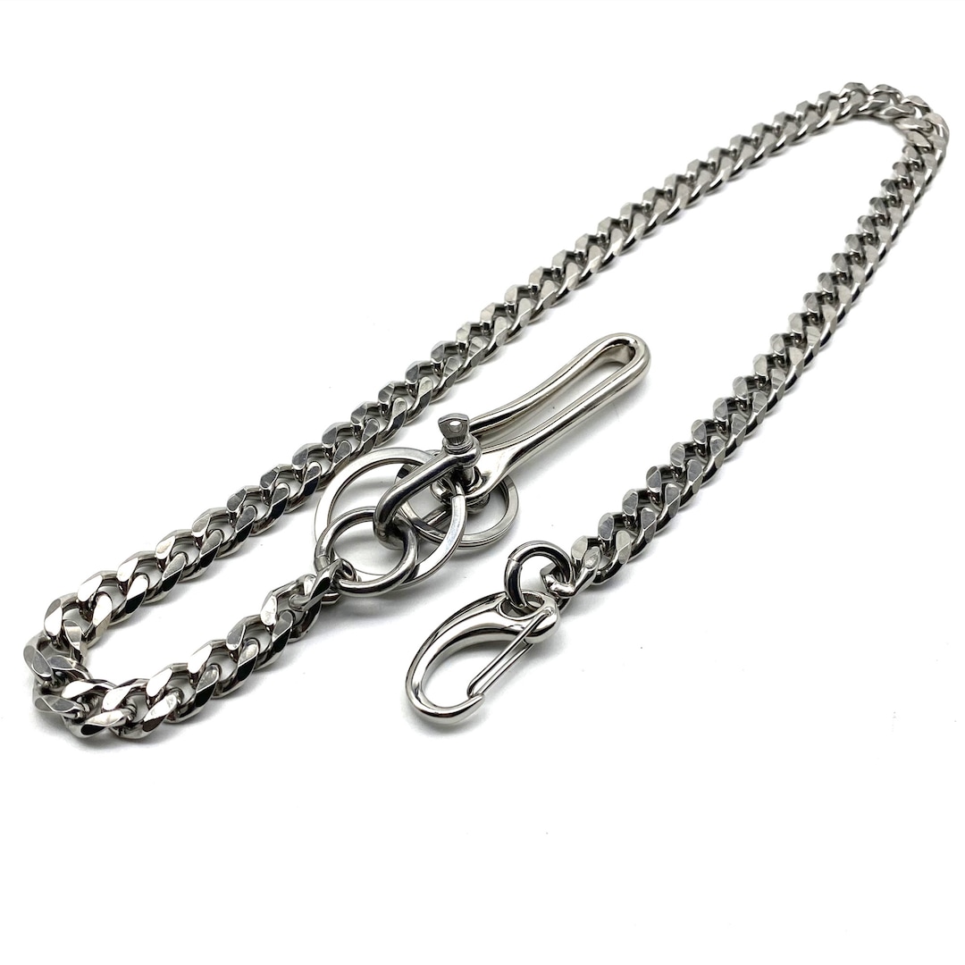 Wallet Keychain Chain Silver Wallet Chain Leather Belt Key Holder Keychain Stainless Steel ...