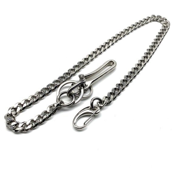 Silver Wallet Chain Leather Belt Key Holder Keychain Stainless