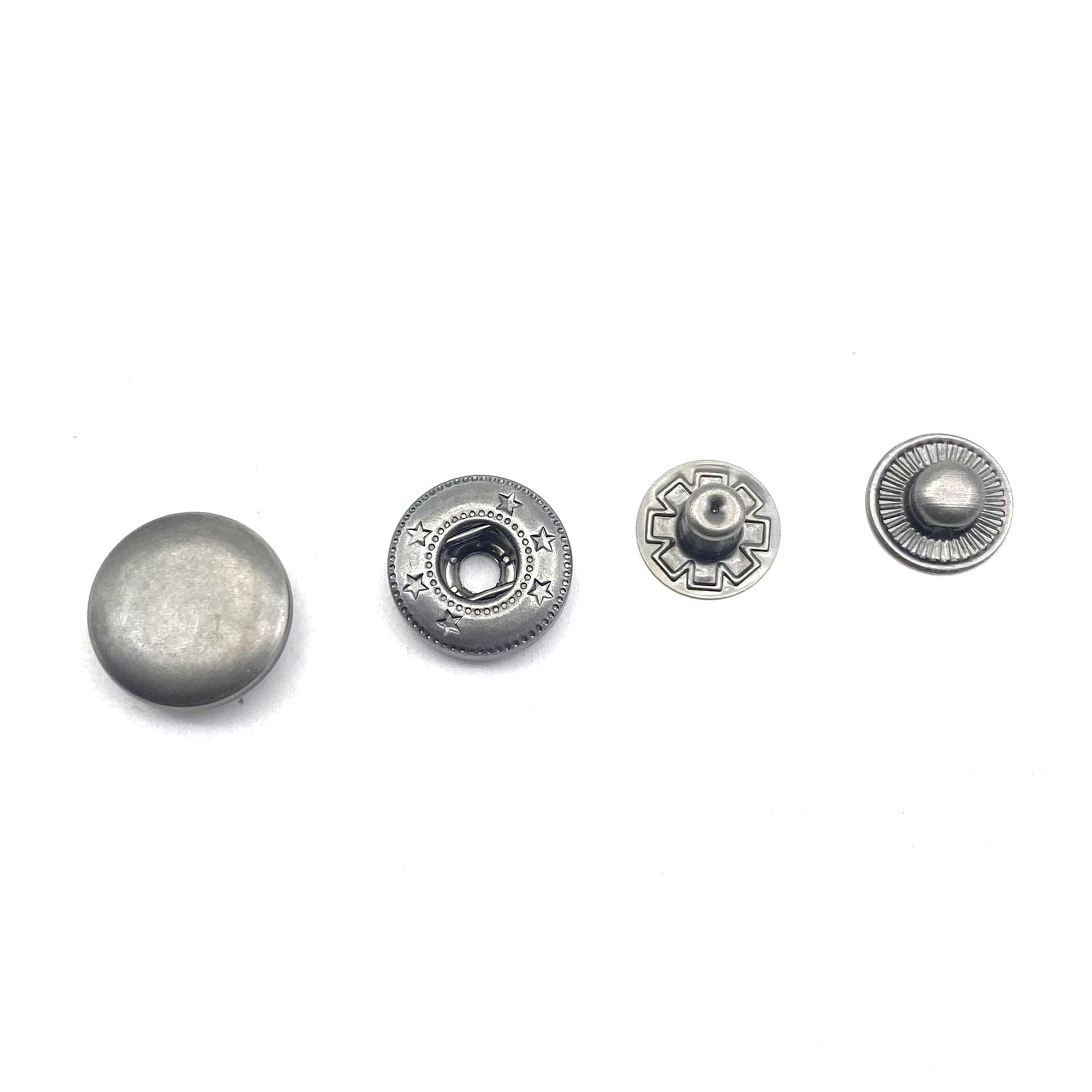 15 Sets Antique Bronze Snap Fasteners - Decorative Buttons For Leather Craft, DIY, Wallet, Bag Making