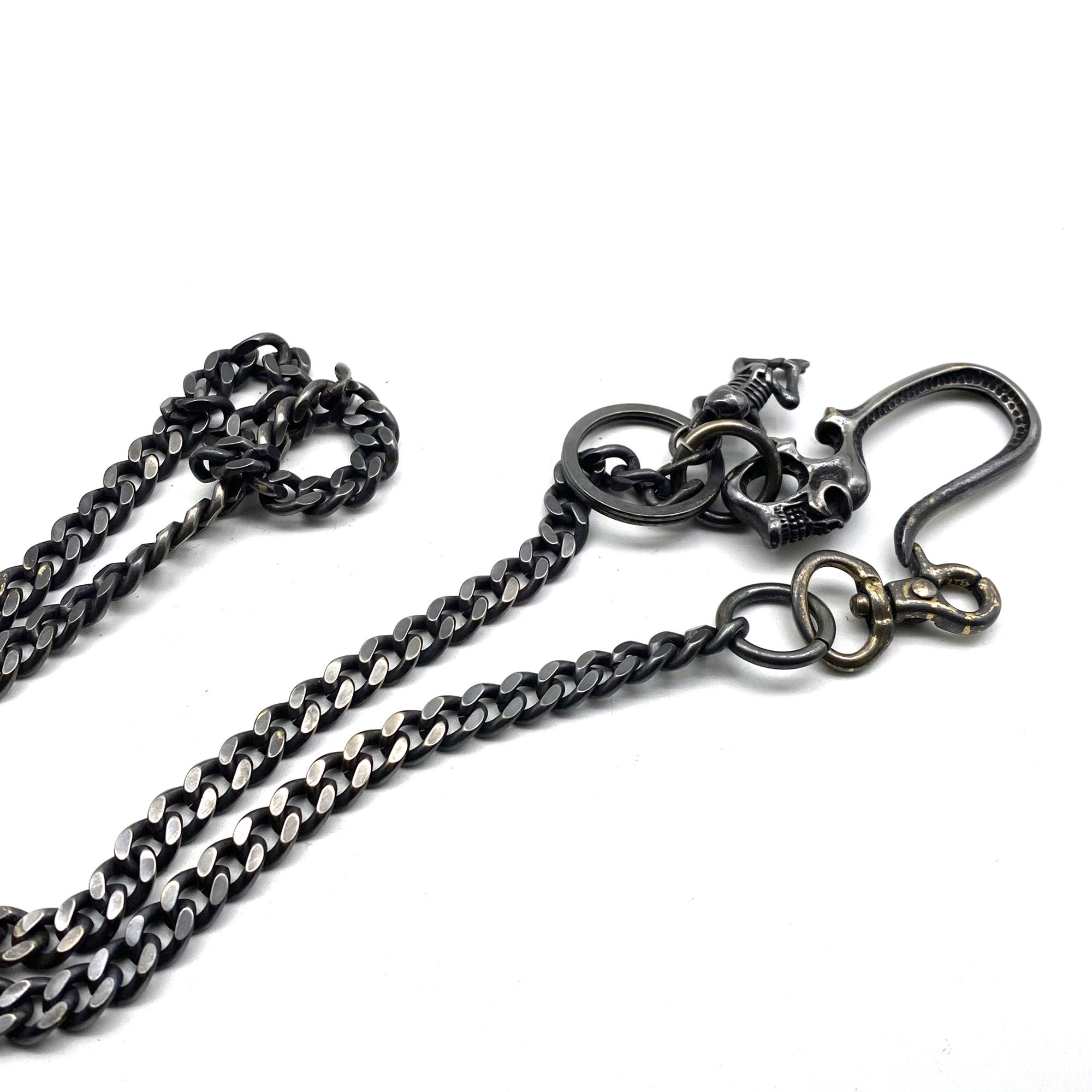 Chaîne De Portefeuille Easy Biker - Motif Tête De Mort - Acier Poli Argenté - Occasion