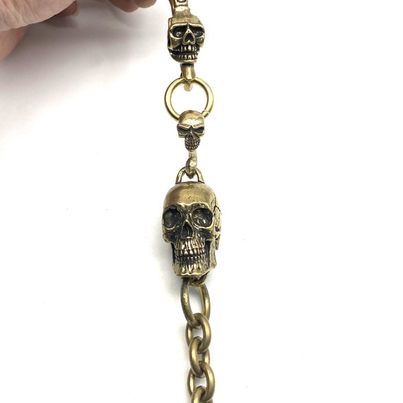 Biker Wallet Chain,brass Skull Hook,skull Hook,skull Bead Link