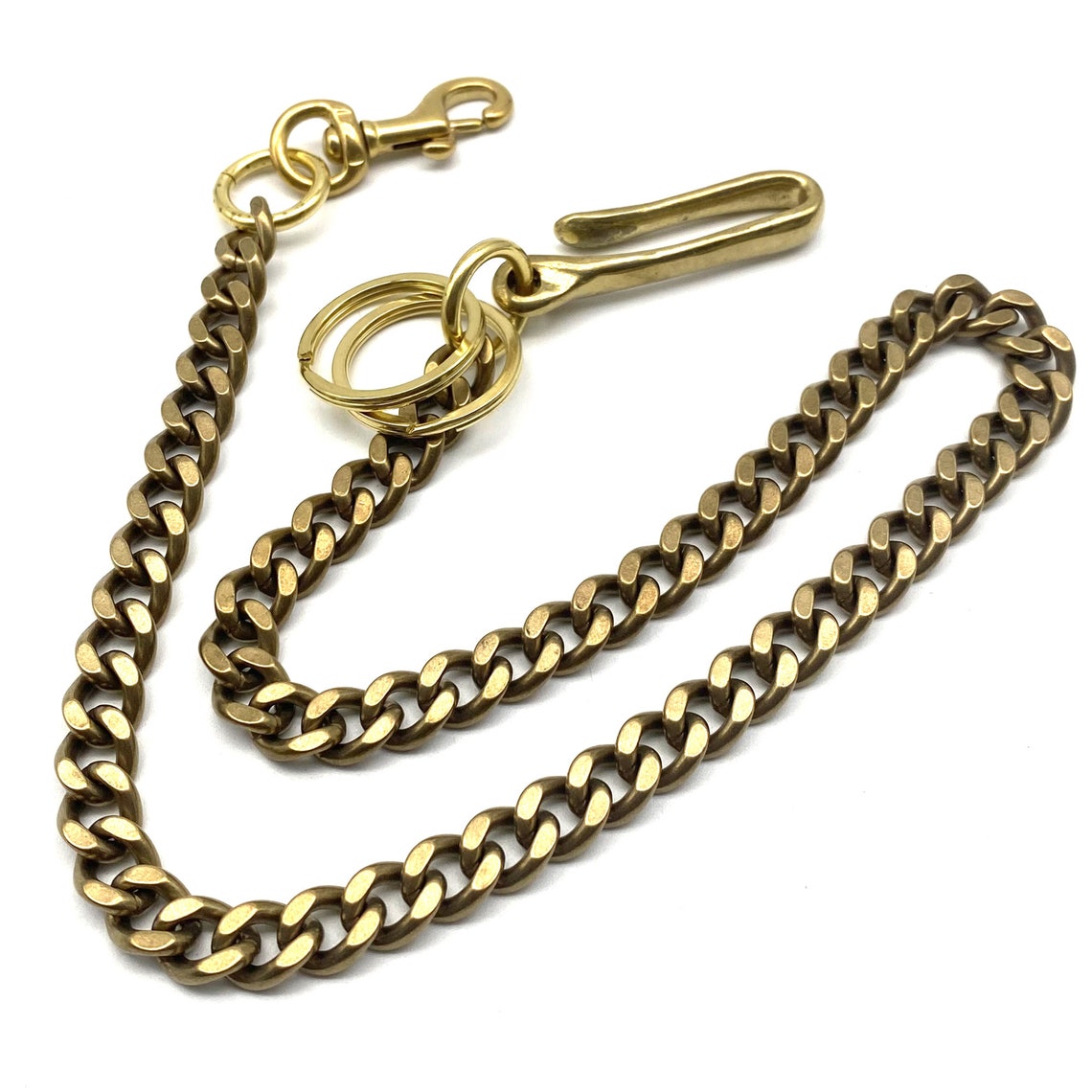 Solid Brass Curb Chain for Wallets,fish Hook&snap Clasp Finish Biker ...