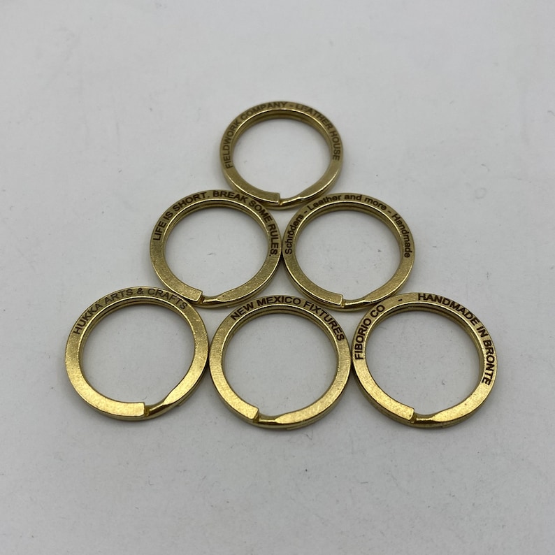 30mm Premium Brass Keyring Customized Engraving Key Ring Personalised Text Logo,Leather Keychain Rings,Leather Craft Hardwares image 3