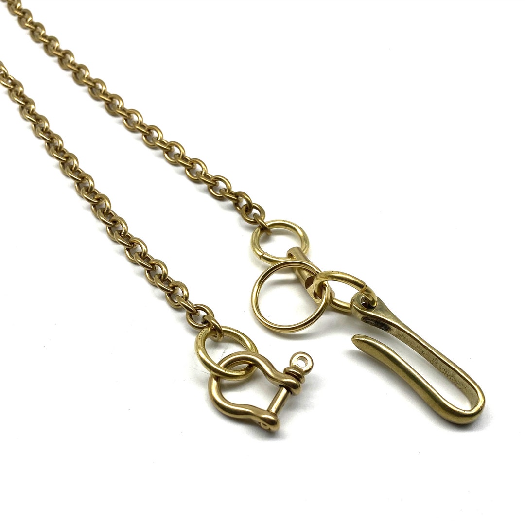 Bikerringshop Crown Brass Wallet Chain – 23 Inch Polished Solid
