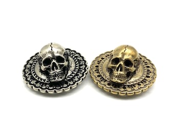 Accesorios de decoración para bolsos de cuero con conchos de calavera y corona con cierre de rosca