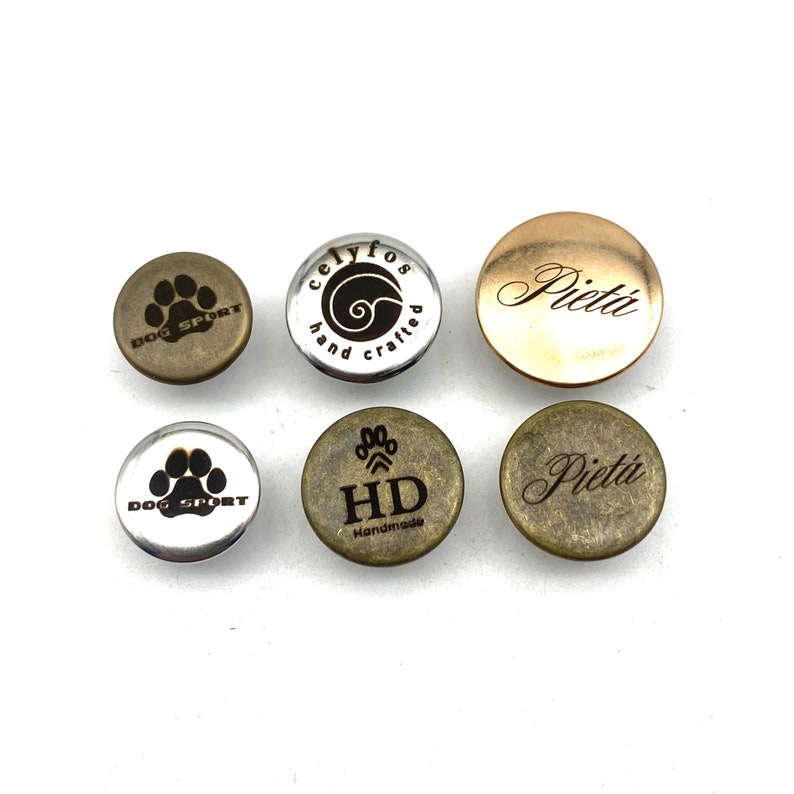 15/17/20mm Jeans Button Pin Customized Logo/Text Denim Button Replacement Personalised Brand Clothing Buttons image 2