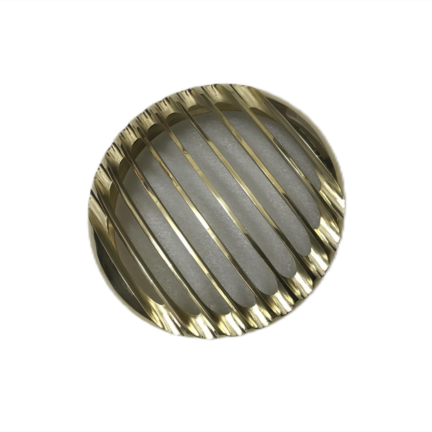Vintage Brass Motorcycle Headlight W/ Billet Grilled Bezel – Fits Harley Dyna & Universal