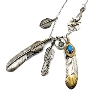 Goros Silver Feather Charm DIY Necklace Japan Fashion Necklaces Gift for BF