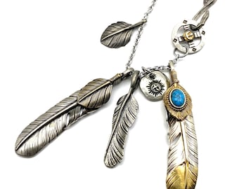 Goros Silver Feather Charm DIY Necklace Japan Fashion Necklaces Gift for BF