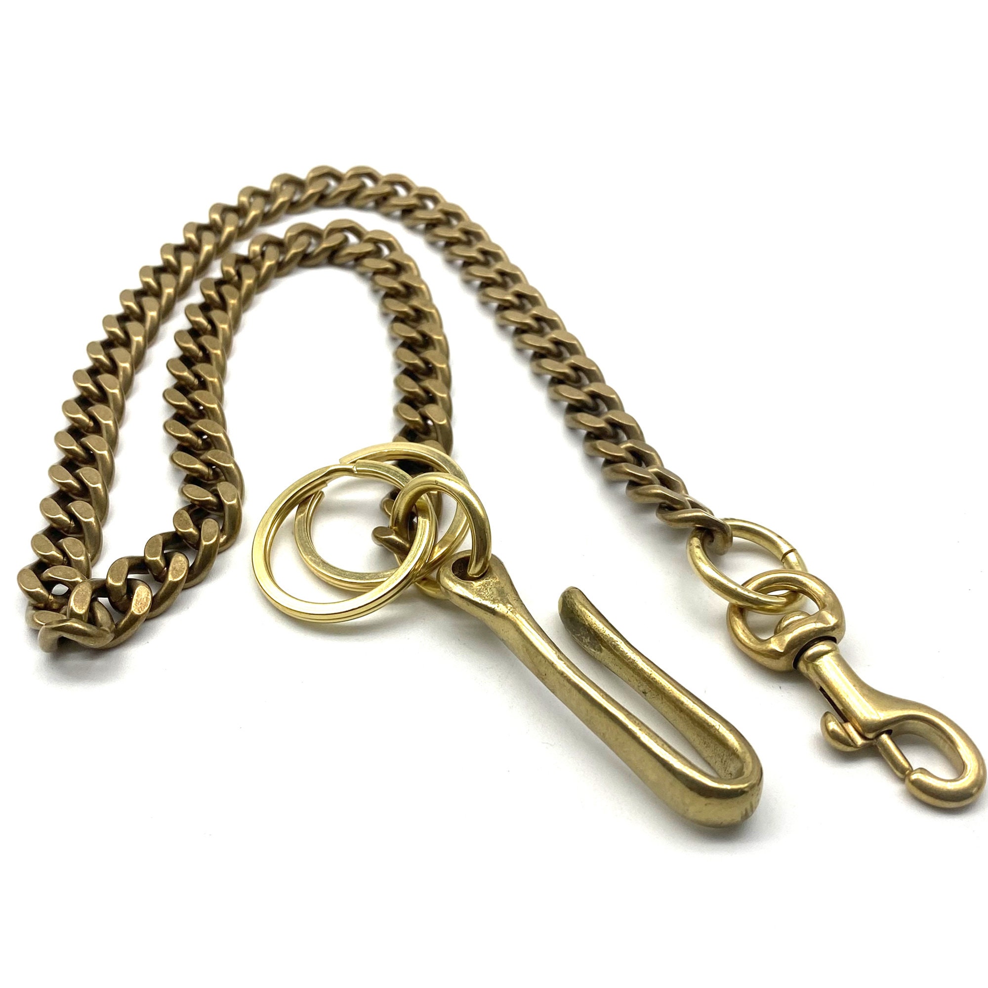 Solid Brass Curb Chain for Wallets,fish Hook&snap Clasp Finish Biker ...