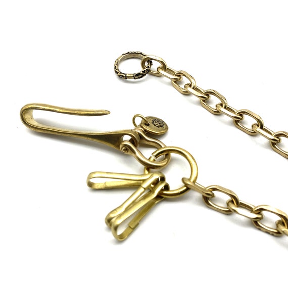 真鍮ウォレットチェーン フィッシュフック キーホルダー アメカジ
