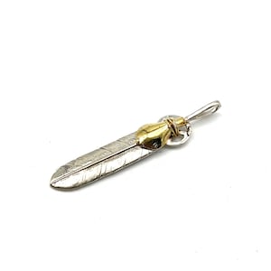 Gold Bead  Silver Feather Necklace Charming Pendants