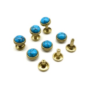 Leather Snap Button Brass Turquoise Rivets 6/8/10mm Rapid Button Rivets For Leather Crafting