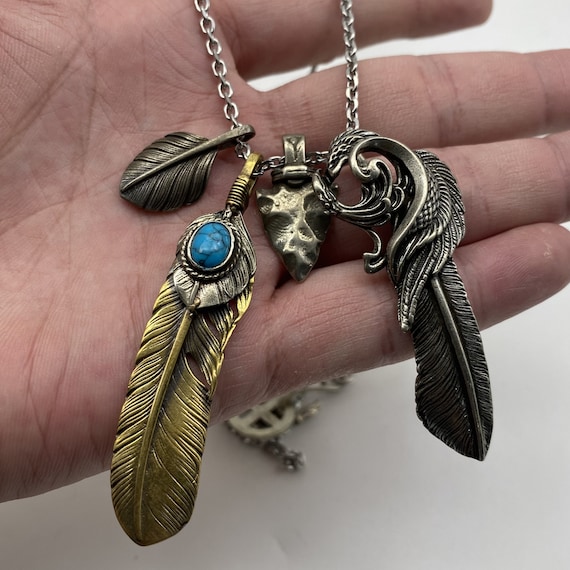 Goros Silver Feather Charm DIY Necklace Japan Fashion Necklaces