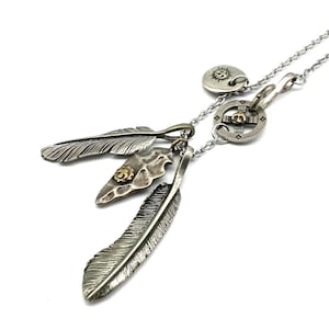 Goros Silver Feather Charm DIY Necklace Japan Fashion Necklaces Gift for BF