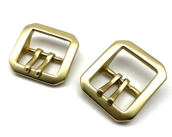 Double Pin Strong Buckle Center Bar Brass Buckle Fastener For Leather Crafting