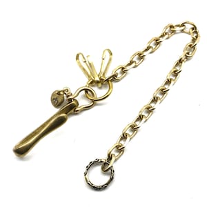 Brass Wallet Chain Fish Hook Key Holder With Amekaji Ring Ending,Biker Wallet Chain,Men's Outfit Jewelry